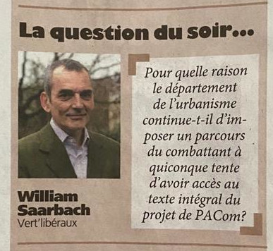 Journal de Morges 14 avril 2023. Question de William Saarbach au Conseil Communal de Morges